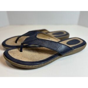 b.o.c. Born Concepts Zita Women's 11 Thong Sandals Navy Blue Leather Floral